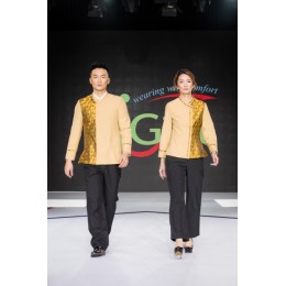 MDHL011 網上下單訂做男裝家政制服  真人試穿 侍應服服務員酒店大堂撞色印花企領 家政制服生產商 MDHL011 網上下單訂做男裝家政制服  真人試穿 侍應服服務員酒店大堂撞色印花企領 家政制服生產商